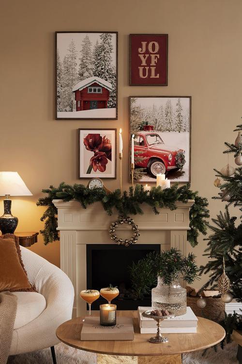 4 Parça Ahşap Çerçeve Görünümlü Mdf Tablo Seti