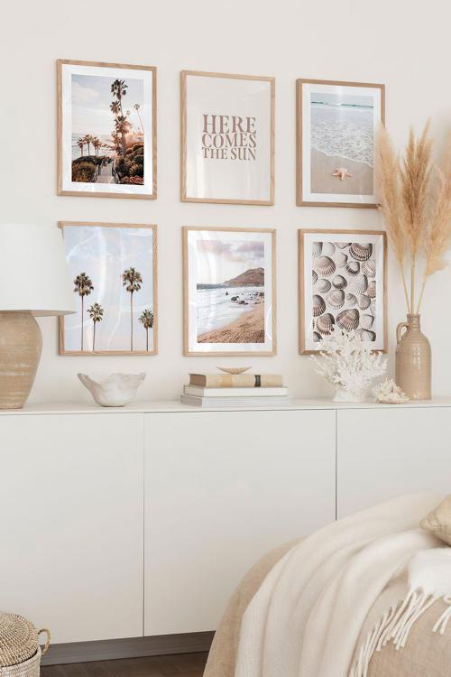 6 Parça Ahşap Çerçeve Görünümlü Mdf Tablo Seti