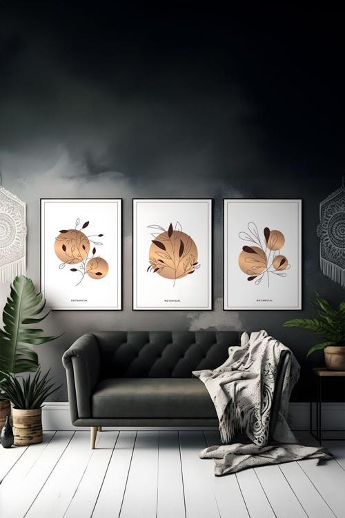 3 Parça Çerçeve Görünümlü Mdf Tablo Seti