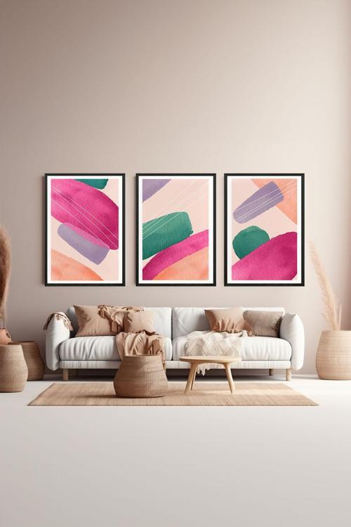 3 Parça Çerçeve Görünümlü Mdf Tablo Seti