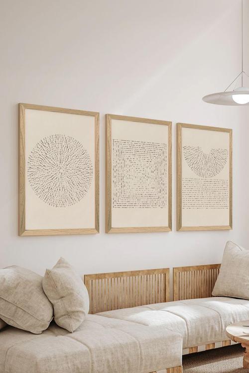 3 Parça Ahşap Çerçeve Görünümlü Mdf Poster Tablo Seti - Set 15