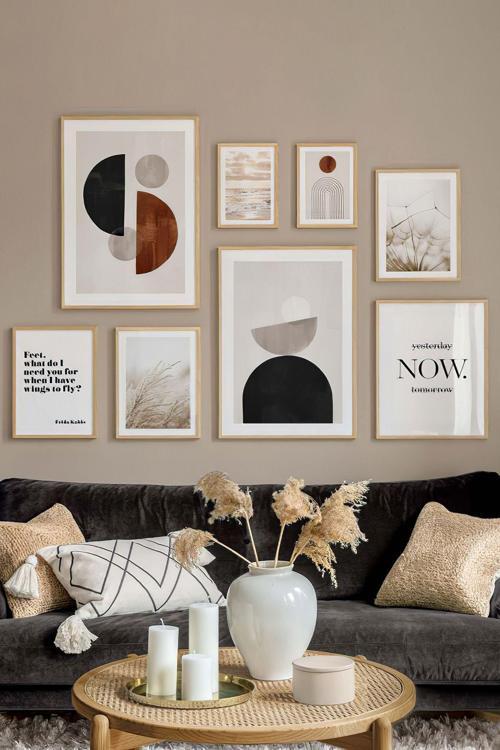 8 Parça Ahşap Çerçeve Görünümlü Mdf Tablo Seti