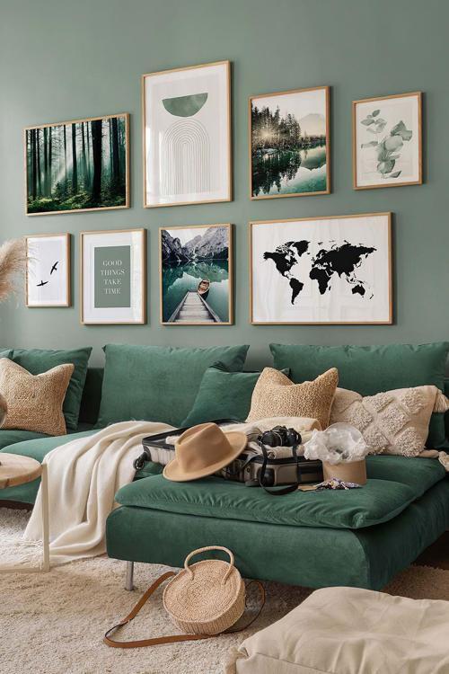 8 Parça Ahşap Çerçeve Görünümlü Mdf Tablo Seti
