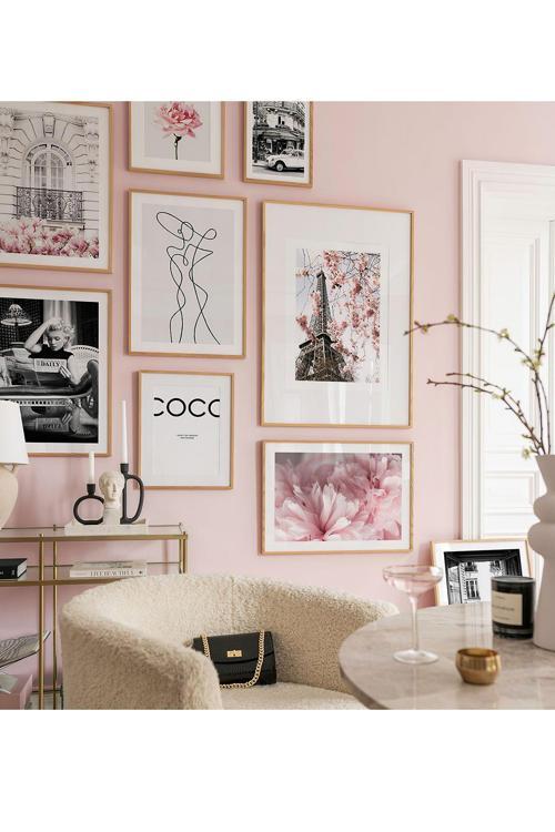 9 Parça Ahşap Çerçeve Görünümlü Mdf Tablo Seti
