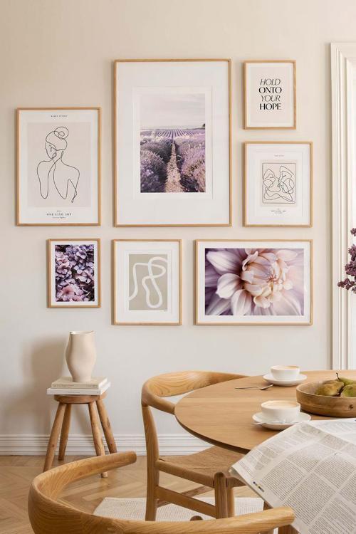 7 Parça Ahşap Çerçeve Görünümlü Mdf Tablo Seti