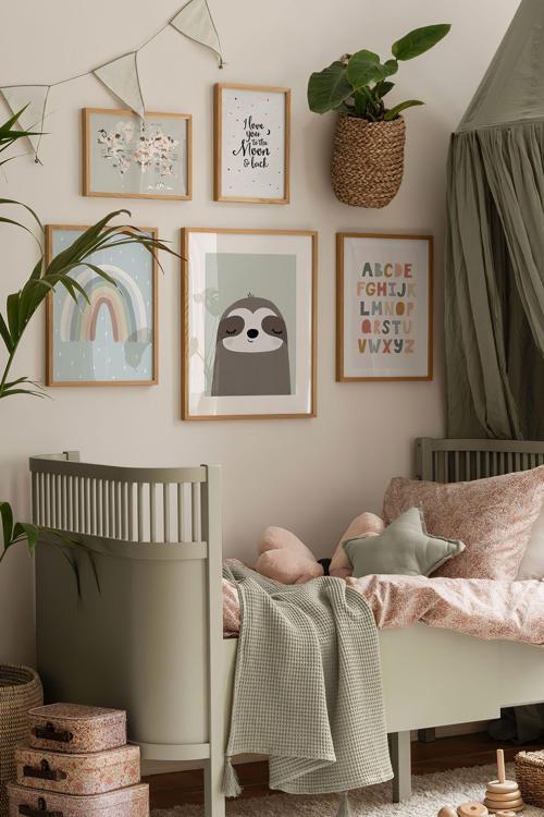 5 Parça Ahşap Çerçeve Görünümlü Mdf Tablo Seti