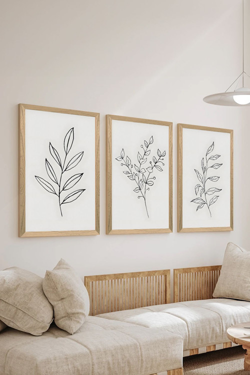3 Parça Ahşap Çerçeve Görünümlü Mdf Poster Tablo Seti - Set 39