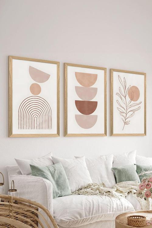 3 Parça Ahşap Çerçeve Görünümlü Mdf Poster Tablo Seti - Set 44