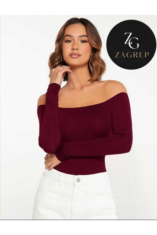 Kadın Bordo Body İpek Jarse Çitfkatlı İç Göstermez Çıtçıtlı Straplez Body