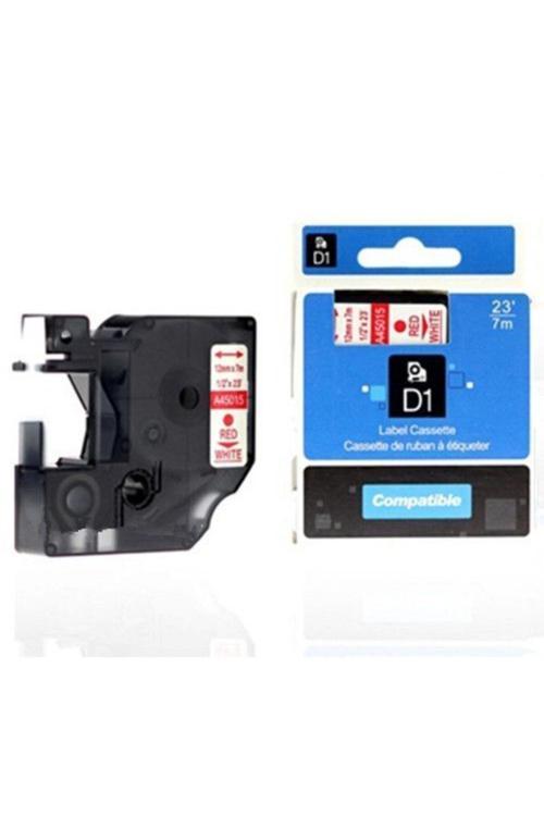 Dymo D1 Serisi Beyaz Etikete Kirmizi 45015 12Mmx7M