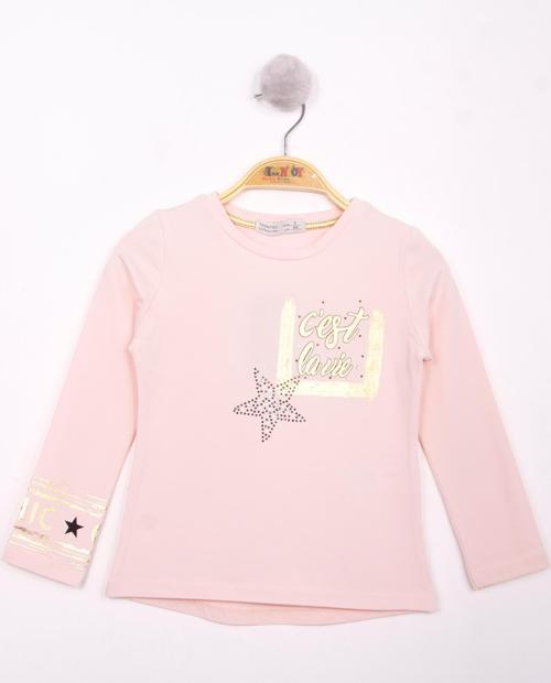 Toontoy Kız Çocuk Yıldızlı Chic Baskılı T-Shirt