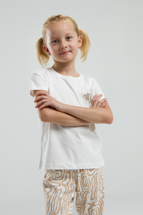 Toontoy Kız Çocuk Göğsü Baskılı Pijama Takım
