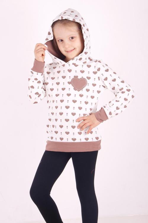 Toontoy Kız Çocuk Komple Kalp Desenli Sweatshirt