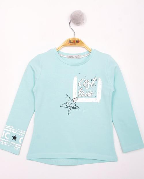 Toontoy Kız Çocuk Yıldızlı Chic Baskılı T-Shirt