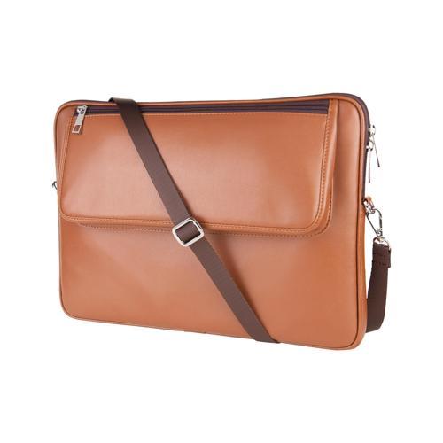 S.Deri Laptop Çantası,Tablet Çantası,14'' inç,Vegan,Omuz ve Valiz Askılı,Aksesuar ve Evrak Cepli,25.5*36*2 cm.,Taba