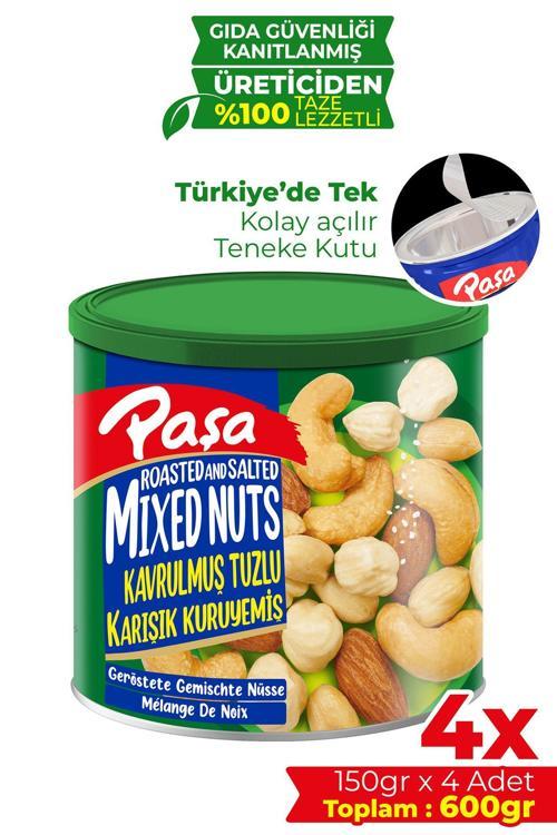 Kavrulmuş Karışık Kuruyemiş Teneke Kutu 150 gr X 4 Adet (600 GR)