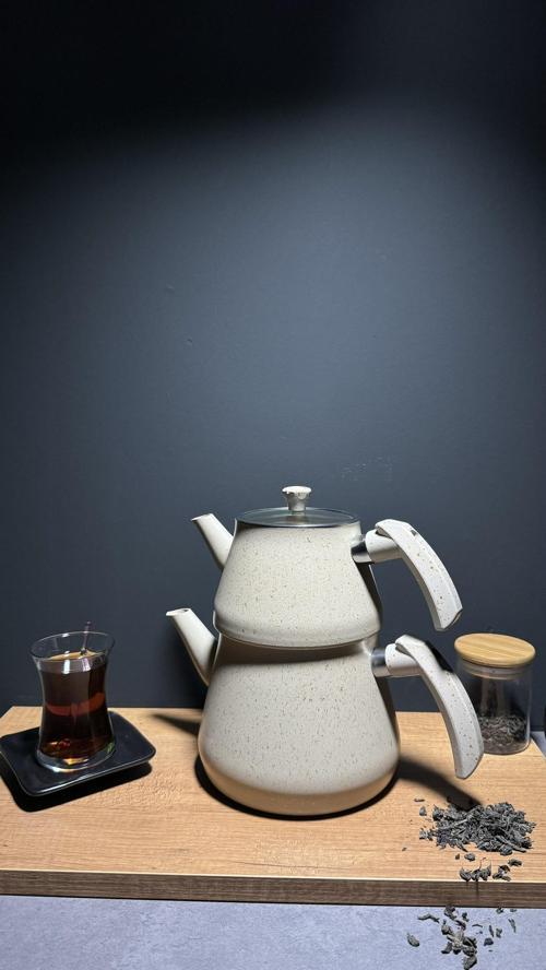 Granit Çaydanlık Takımı Bakalit Kulplu 