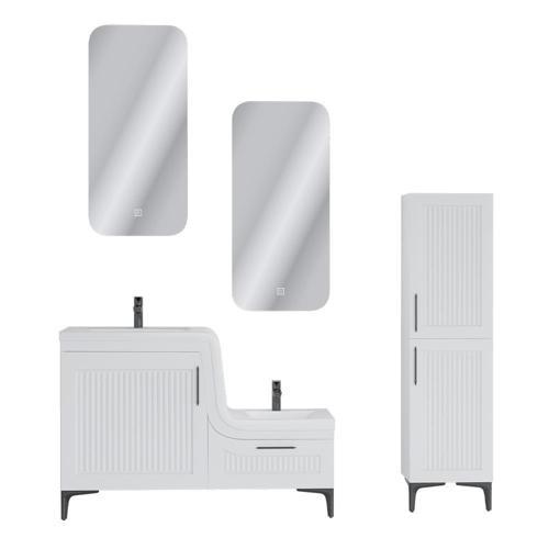 Lotus Lake Kapaklı Boy Dolaplı MDF Banyo Dolabı 115 CM Beyaz