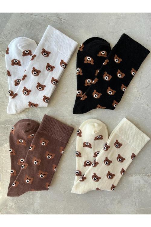 4'Lü Teddy Bear Ayıcıklı Set Unisex Kokulu Soket Çorap