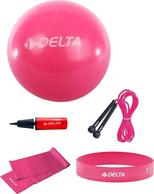 55 cm Pilates Topu 120 x 15 cm Bant Atlama İpi Pompa Seti