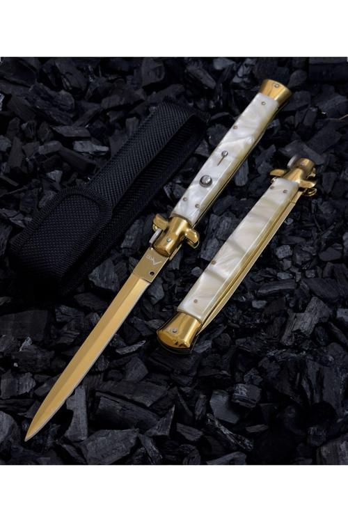 İtalyan Model Kaliteli Sedef Gold Stiletto Çakı - 33 Cm