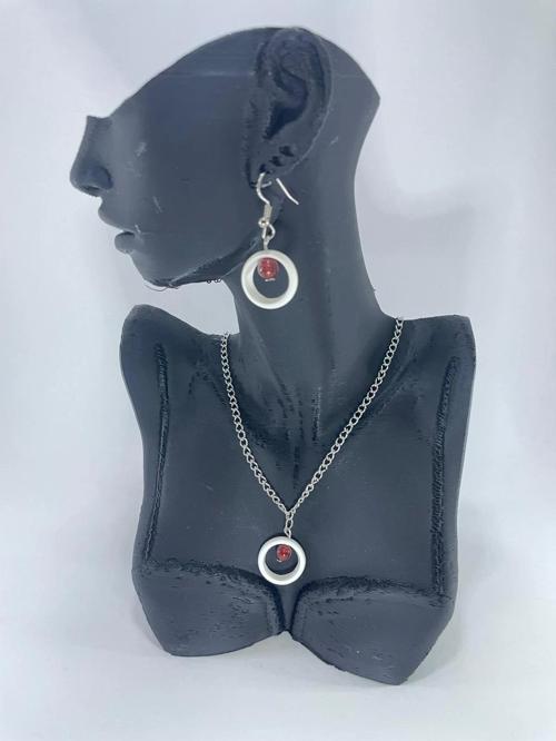 TEK HALKA LÜLETAŞI KOLYE KÜPE SET