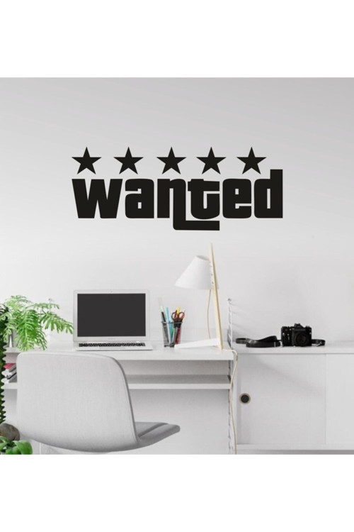 Wanted 5 Yıldız Lı Dekoratif Ahşap Duvar Tablosu 50x110 cm