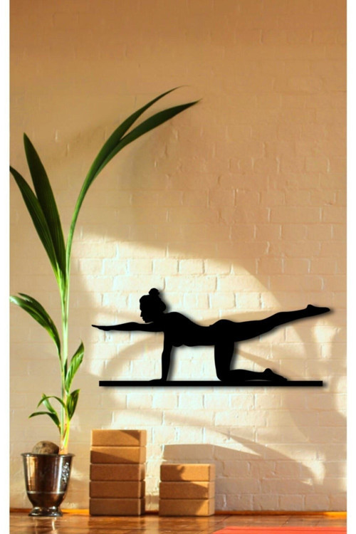 Pilates Dekor Tablo Mdf Ahşap Lazer Kesim Duvar Panosu Siyah 3Mm 21x50 cm