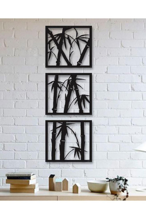 Ahşap Bambu Duvar Panosu 3'Lü Set 50x110 cm