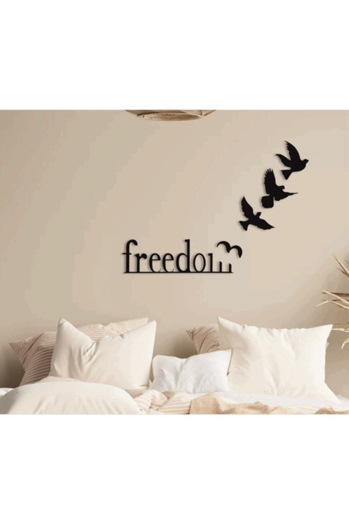 Freedom Duvar Yazısı Ahşap Lazer Kesim Dekor
