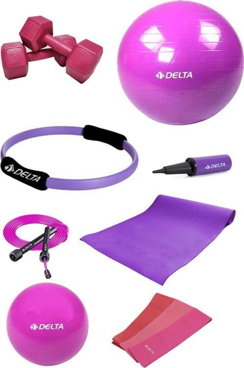 PMS 65 cm Pilates Topu Çemberi 4 mm Minder 2 kg Dambıl Seti