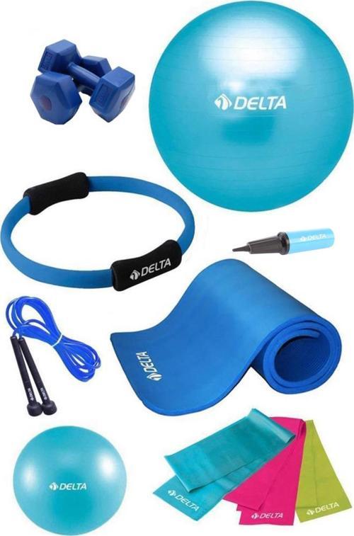 PTS 10 mm Minder 55 cm Pilates Topu Çemberi 2kg Dambıl Seti