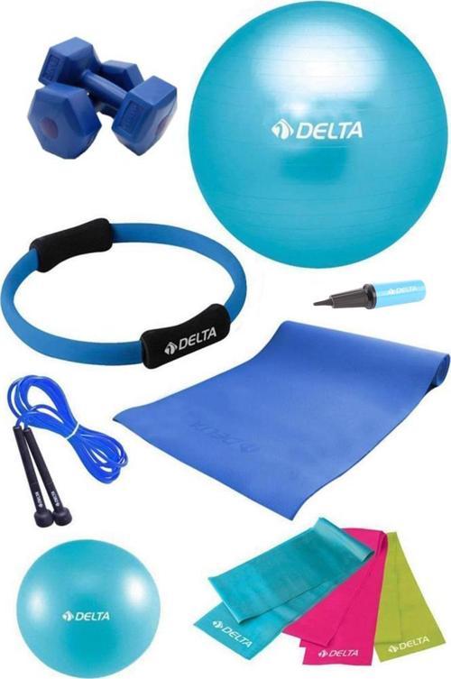 PTS 55 cm Pilates Topu Çemberi 4 mm Minder 2 kg Dambıl Seti