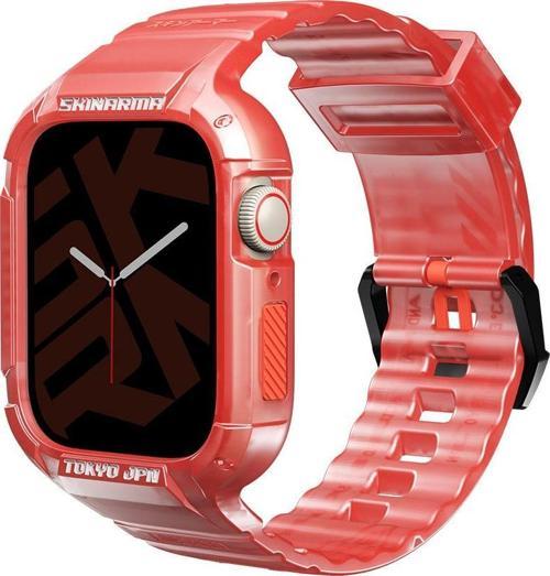 Watch Akıllı Saat Kordonu 7 45mm Kordon Saido Sert PC Kasa Koruyuculu Strap Kayış Kırmızı
