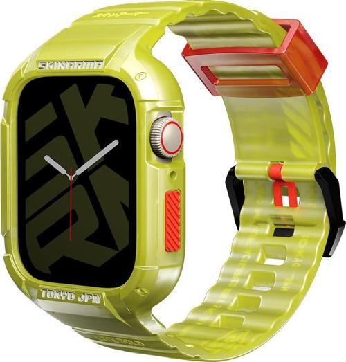 Watch Akıllı Saat Kordonu 7 45mm Kordon Saido Sert PC Kasa Koruyuculu Strap Kayış Sarı