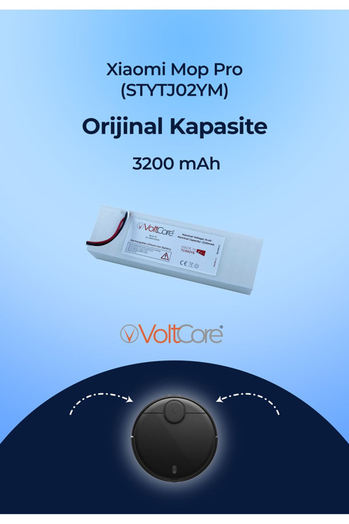 Robot Süpürge Bataryası 3200Mah (Orijinal Kapasite) Xiaomi Mop Pro (Stytj02Ym) Uyumlu