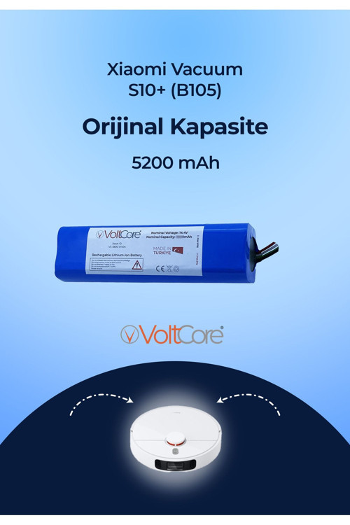 Robot Süpürge Bataryası 5200Mah (Orijinal Kapasite) Xiaomi Vacuum S10+ (B105) Uyumlu