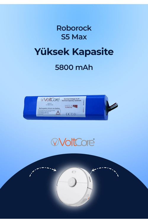 Robot Süpürge Bataryası 5800Mah (Yüksek Kapasite) Roborock S5 Max Uyumlu