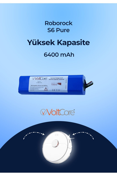 Robot Süpürge Bataryası 6400Mah (Yüksek Kapasite) Roborock S6 Pure Uyumlu
