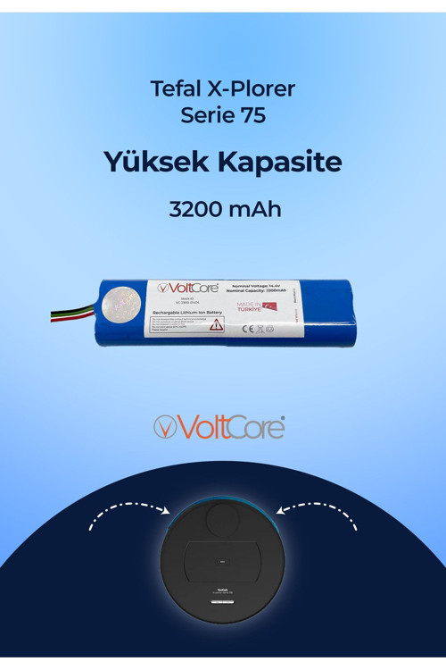 Robot Süpürge Bataryası 3200Mah (Yüksek Kapasite) Tefal X-Plorer Serie 75 Uyumlu