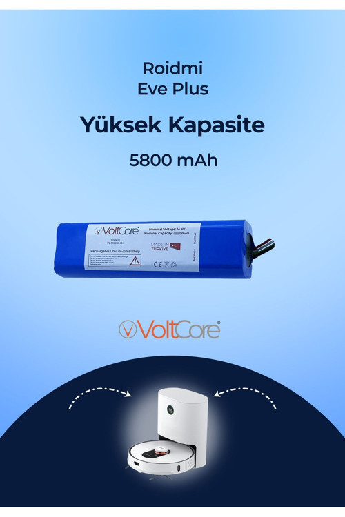 Robot Süpürge Bataryası 5800Mah (Yüksek Kapasite) Roidmi Eve Plus Uyumlu