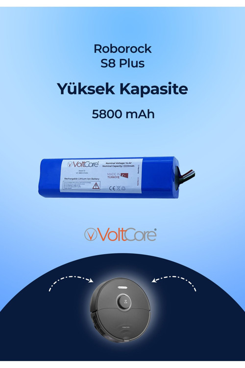 Robot Süpürge Bataryası 5800Mah (Yüksek Kapasite) Roborock S8 Plus Uyumlu