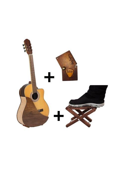 Dekoratif Ahşap Gitar Stant Özel Tasarım + Ayak Standı + Kişiye Özel Ahşap Pena Kutusu Ve Pena
