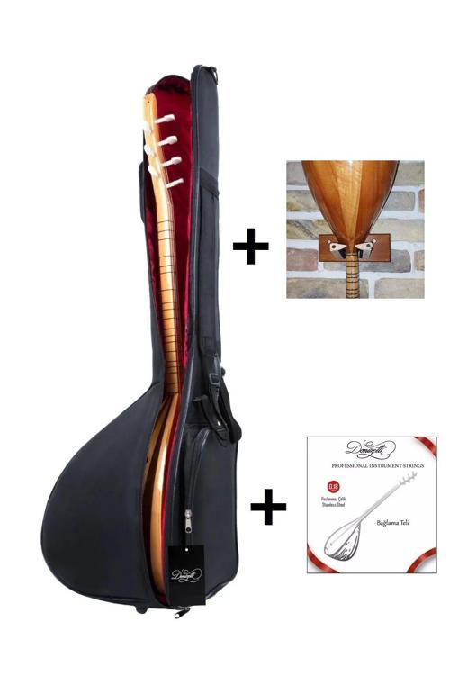 Kısa Sap Bağlama Saz Kılıfı Gigbag  + Tel Takım  + Duvar Askı Standı Hediyeli - Full Koruma