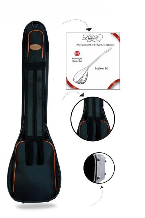 Bağlama Saz Kılıfı Yüksek Korumalı Soft Case Kısa Sap Tel Takım Hediye