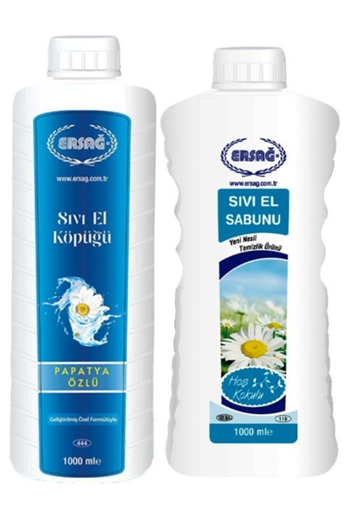 PAPATYA ÖZLÜ SIVI EL KÖPÜĞÜ 1000 ML ve Sıvı El Sabunu 1000 ML ( ikisi bir arada )