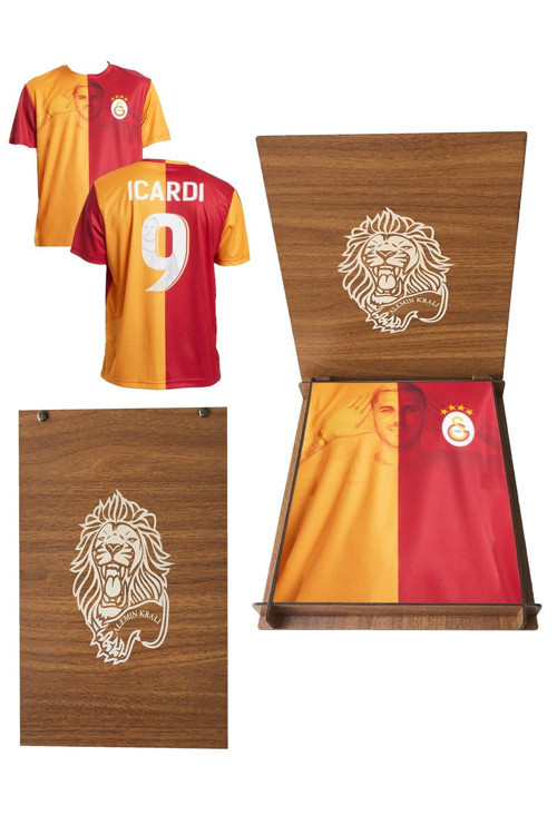 Lisanslı Mauro Icardi Taraftar T-Shirt Aslan Ahşap Kutulu