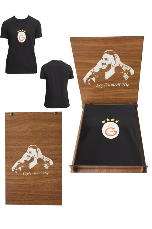 Lisanslı Logolu Siyah T-Shirt İcardi Ahşap Kutulu
