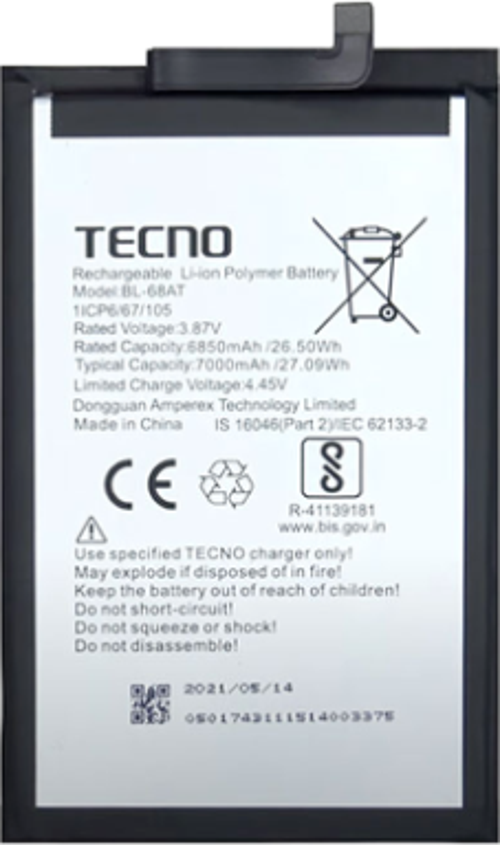 Tecno Pova 3 Batarya Pil (Orjinal)