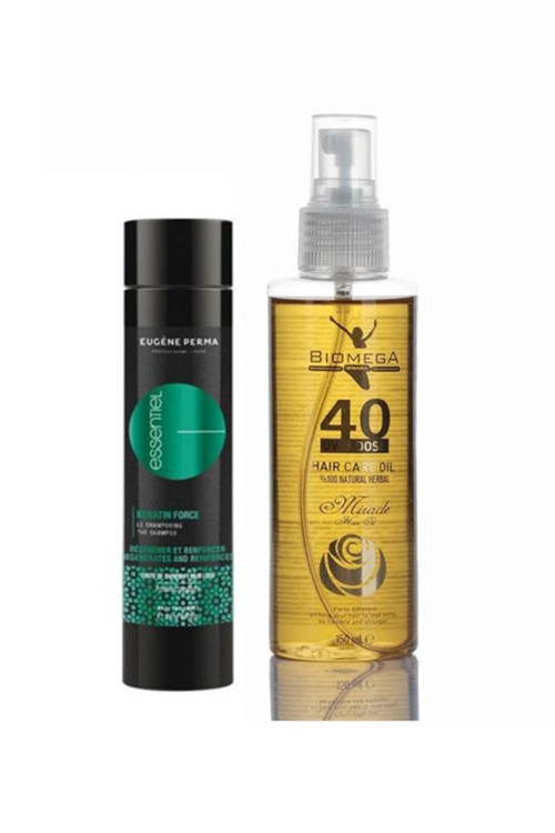 Essentiel Keratin Force Şampuan 250 ml+Biomega 40 Bitkili Doğal Saç Bakım Yağı 150 ml 558956116557